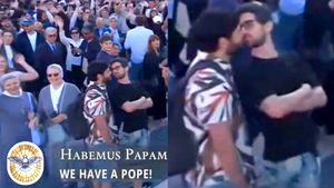 Gay couple photobombs Pope Leo XIV celebration with a kiss on live TV in St. Peter's Square